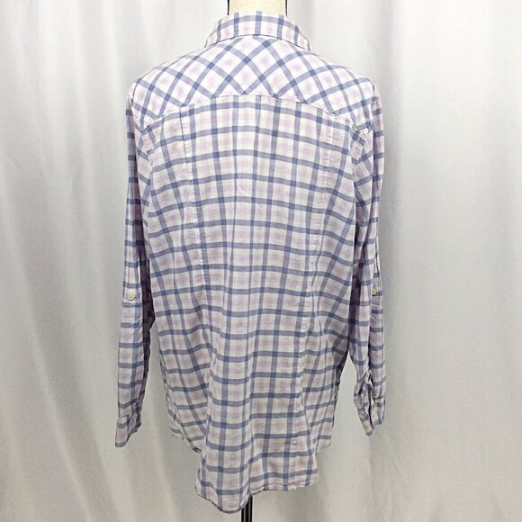 Eddie Bauer Top Womens Size 2XL Classic Fit Pink Purple Plaid Lightweight Cotton - Picture 3 of 6